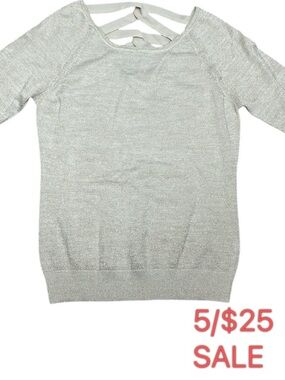 Reitmans NWT Cream Metallic Knit Sweater with Crisscross Back Size Sm 5/$25 SALE